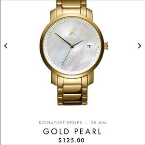 Gold Pearl-Face MVMT Watch